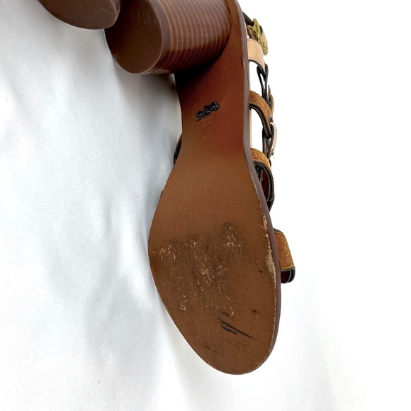 Coach Mid Heel Sandal Links Size 6.5 white Nude Brown Tones - Picture 6 of 15